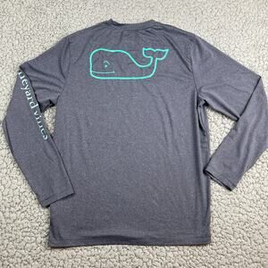 Vineyard Vines Performance Shirt Youth XL (18) Heather Gray Whale Long Sleeve